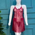 Ethereal Crimson Lace Babydoll & Thong Set