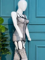 Elegance Floral Lace Bodystocking with Cut-Out Accents - Image 4