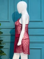 Ethereal Crimson Lace Babydoll & Thong Set - Image 2