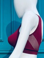 Seamless Breathable Sports Bra Maroon Mesh Detail - Image 3