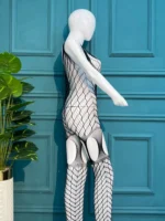 Intricate Spider-Web Mesh Bodystocking Full-Length Silhouette - Image 6