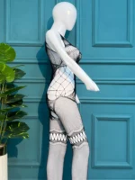 Ethereal Noir: Lace-Detailed Cut-Out Bodystocking - Image 3