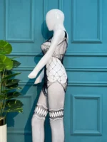 Ethereal Noir: Lace-Detailed Cut-Out Bodystocking - Image 4
