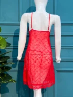 Scarlet Lace Mesh Babydoll Nightwear with Ruffle Trim - Image 6