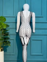 Intricate Spider-Web Mesh Bodystocking Full-Length Silhouette - Image 5