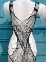 Ethereal Noir: Lace-Detailed Cut-Out Bodystocking - Image 6