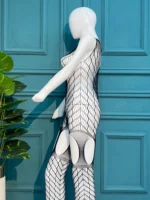 Intricate Spider-Web Mesh Bodystocking Full-Length Silhouette - Image 4