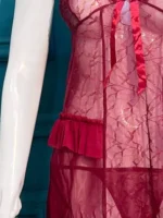 Ethereal Crimson Lace Babydoll & Thong Set - Image 4