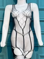 Elegance in Mesh: Intricate Geometric Cut-Out Bodystocking - Image 5
