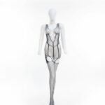 Elegance in Mesh: Intricate Geometric Cut-Out Bodystocking