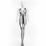 Intricate Spider-Web Mesh Bodystocking Full-Length Silhouette